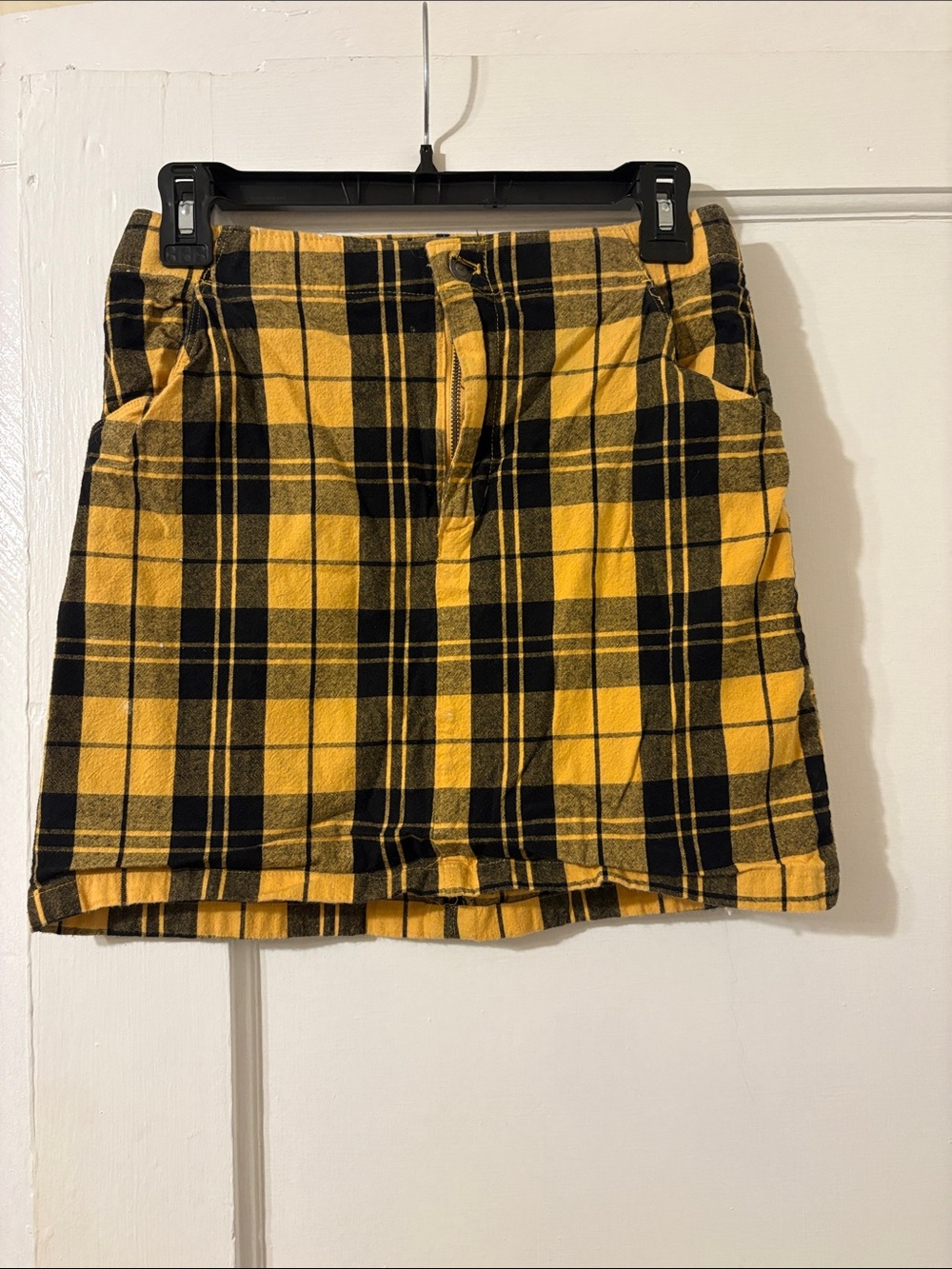 Hollister Yellow and Black Plaid Mini Skirt